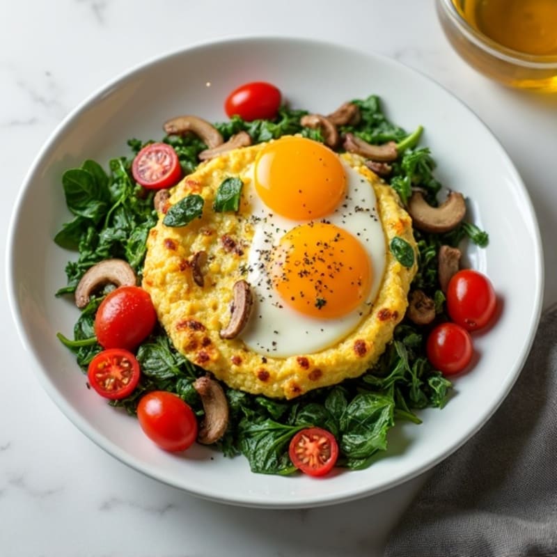 Protein-Packed Spinach and Mushroom Egg White Scramble