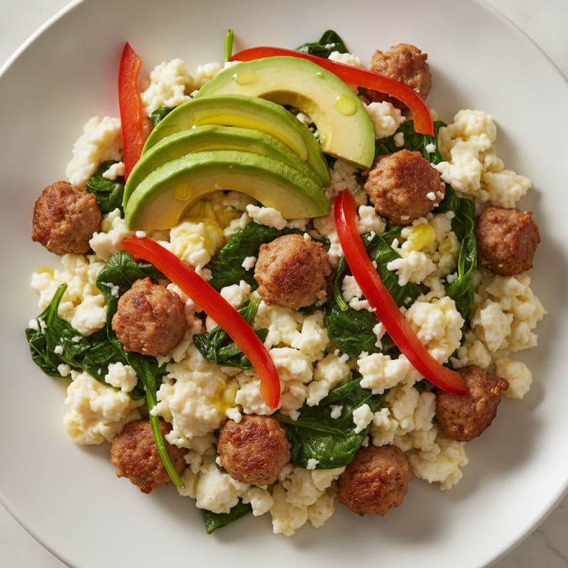 Egg White Scramble with Spinach and Turkey Sausage