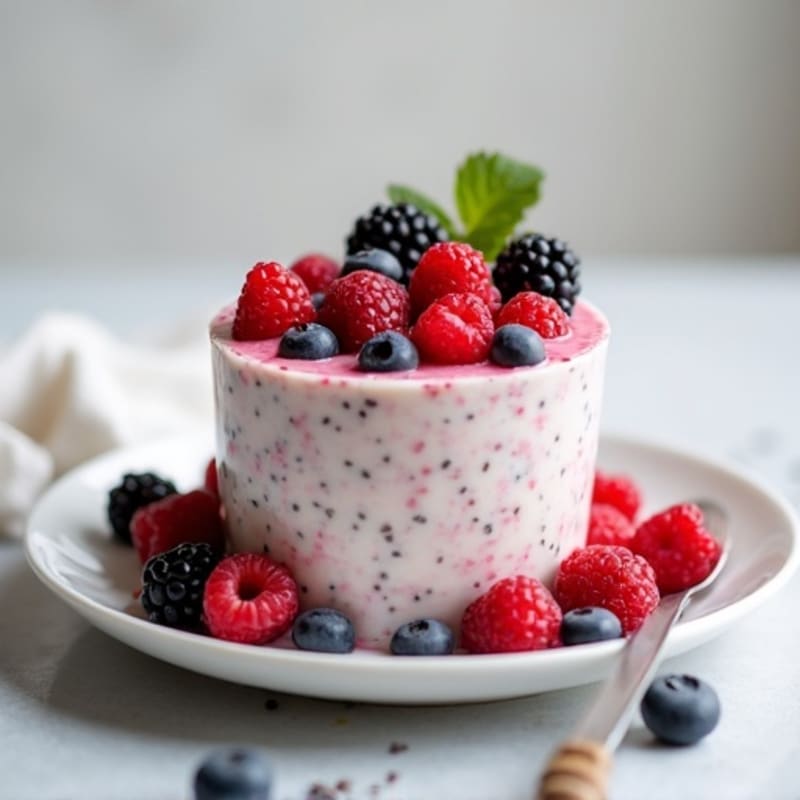 Silky Greek Yogurt Protein Pudding with Mixed Berries