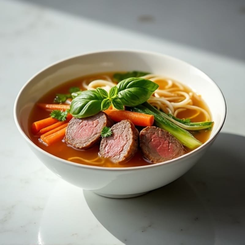Lean Beef Noodle Soup with Fresh Herbs