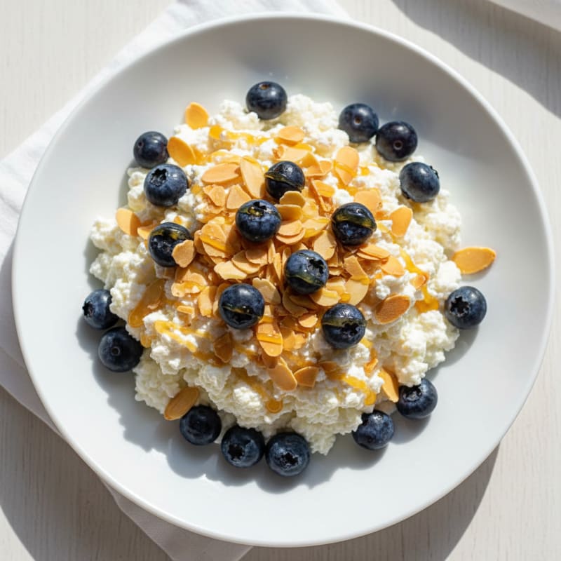 Cottage Cheese Berry Parfait with Almond Crunch