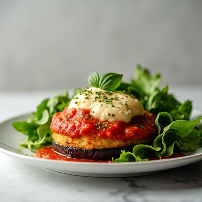 Crispy Baked Eggplant Parmesan with Fresh Greens