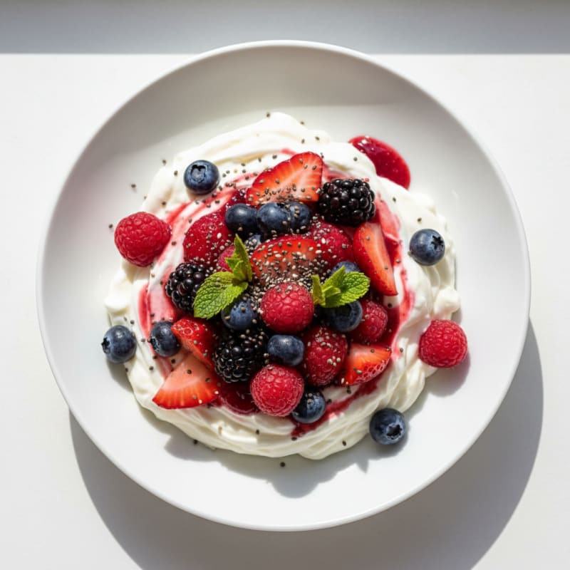 Silky Greek Yogurt Protein Pudding with Mixed Berries