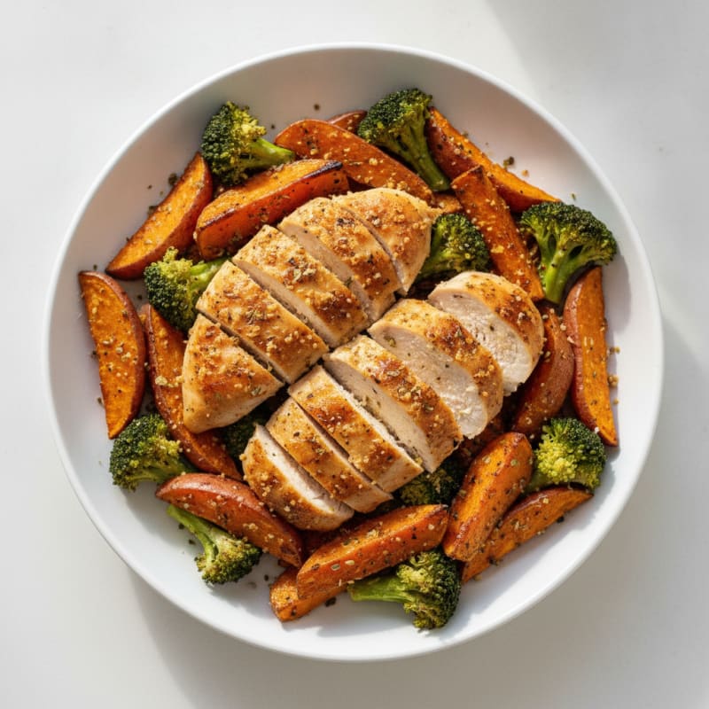 Parmesan Herb Roasted Sweet Potatoes & Chicken