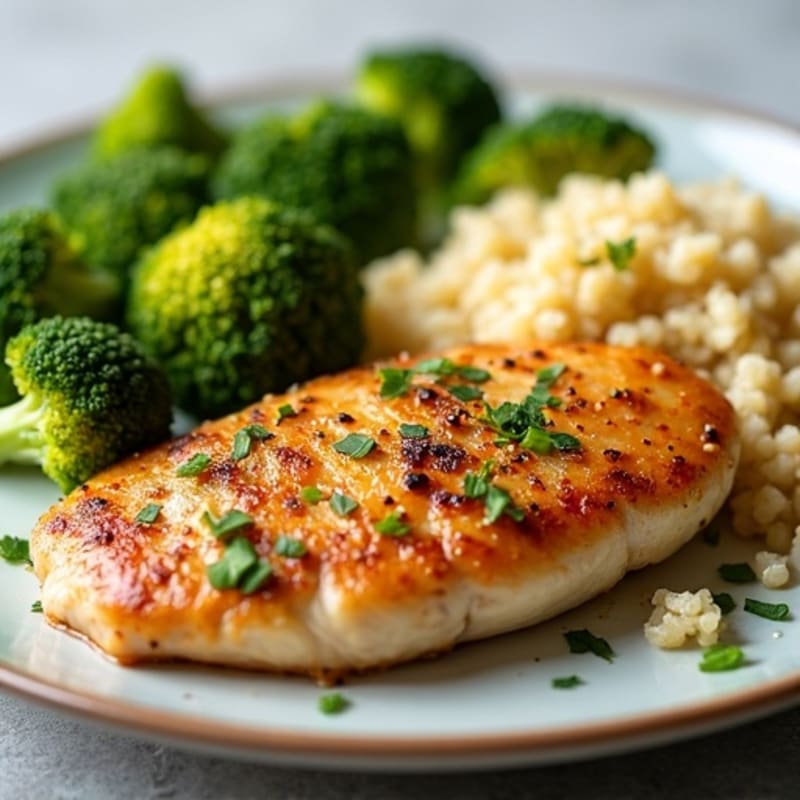 Lemon Garlic Pan-Seared Chicken with Crispy Roasted Broccoli