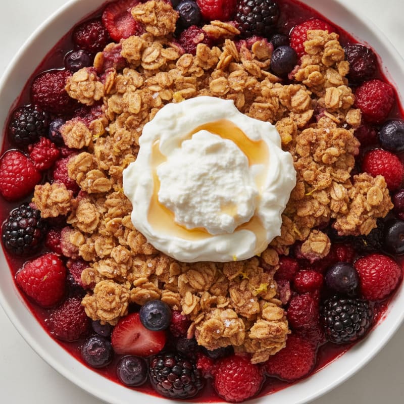 Baked Berry Cobbler with Oat Topping