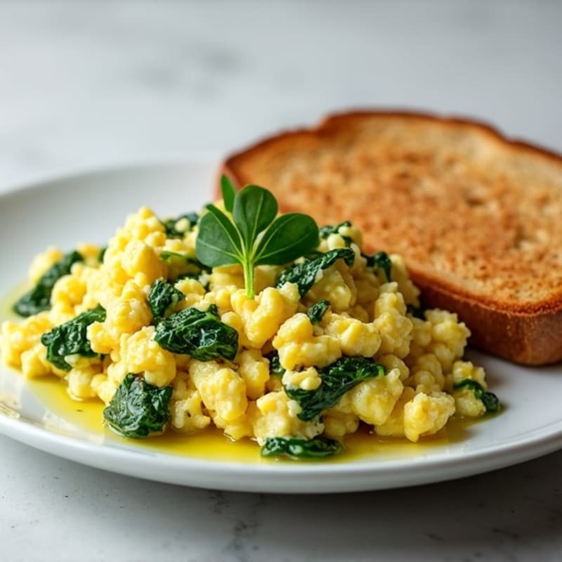 Cottage Cheese Egg White Scramble with Fresh Spinach