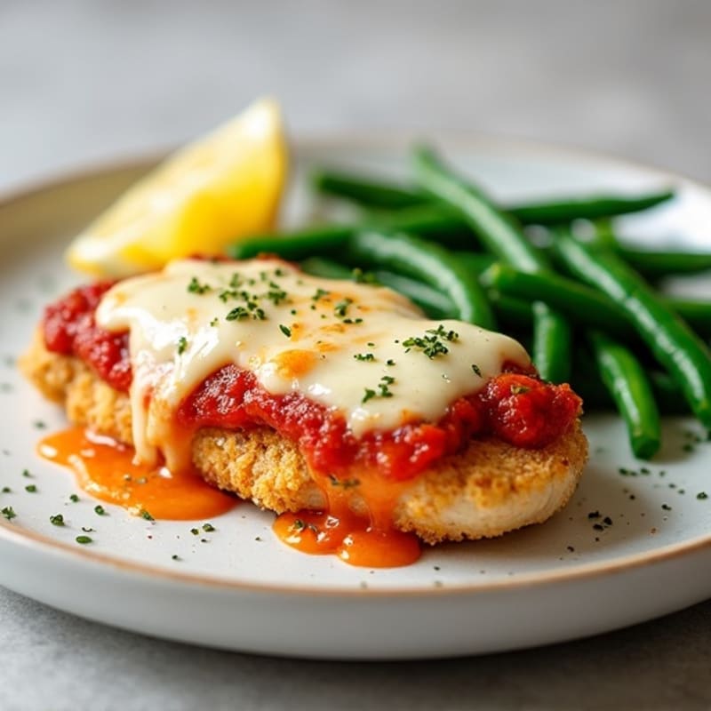 Crispy Baked Chicken Parmesan with Garlicky Green Beans