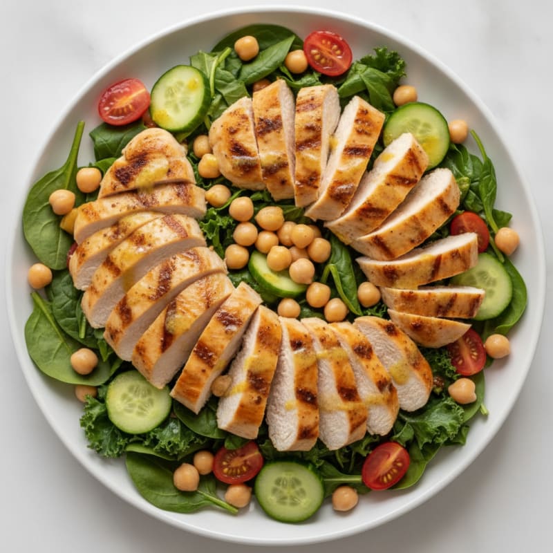 Grilled Chicken Breast Salad with Chickpeas and Lemon Vinaigrette