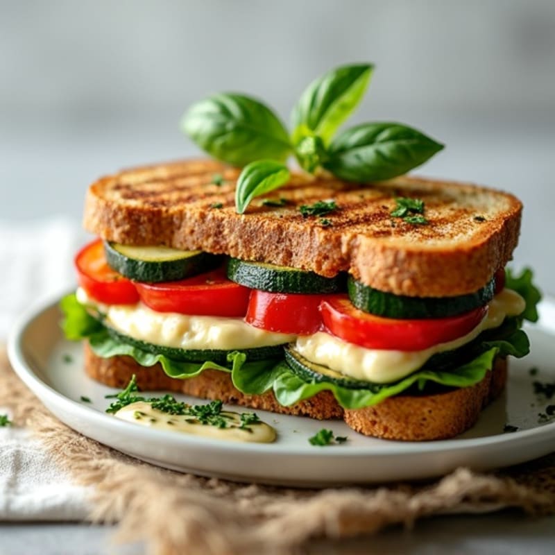 Herb-Grilled Vegetable Sandwich with Garlic Aioli