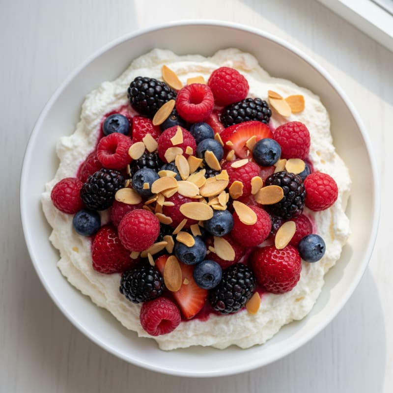 Greek Yogurt Protein Mousse with Mixed Berries
