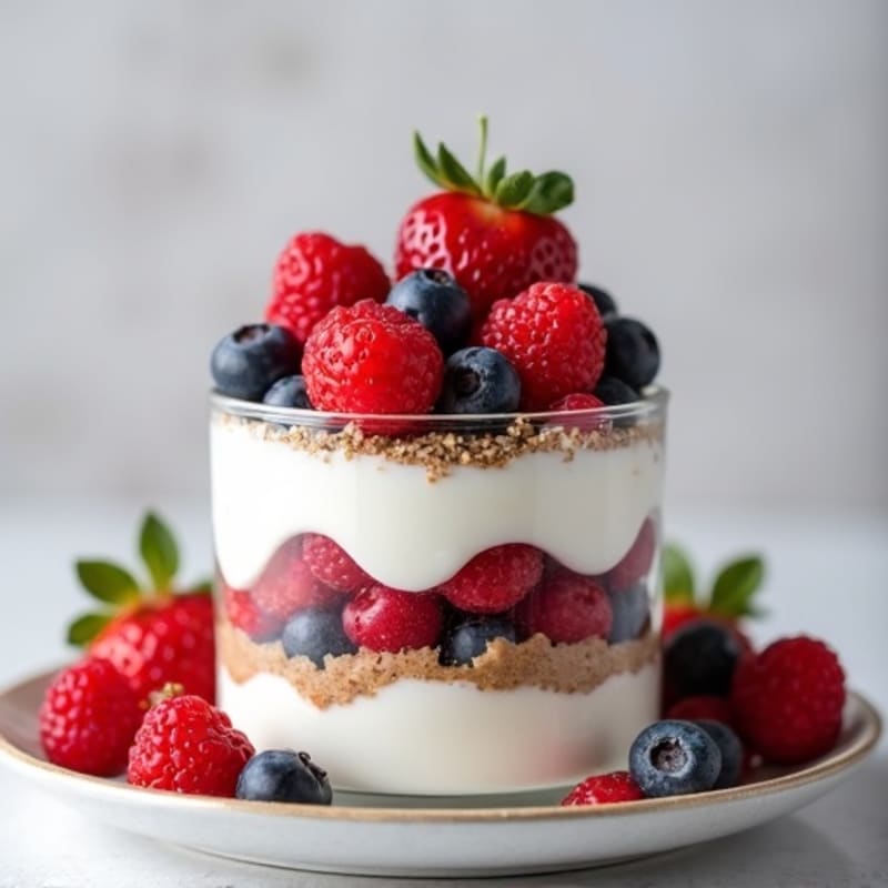 Greek Yogurt Protein Parfait with Mixed Berries and Almond Butter