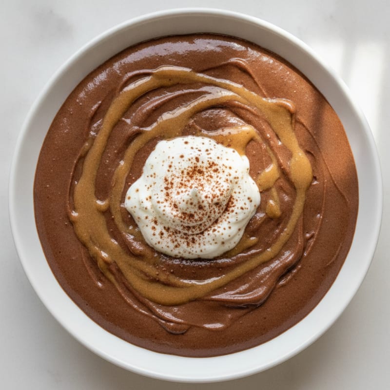 Silky Chocolate Protein Pudding with Almond Butter Swirl