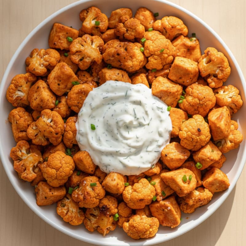 Buffalo Cauliflower Bites with Ranch Dip