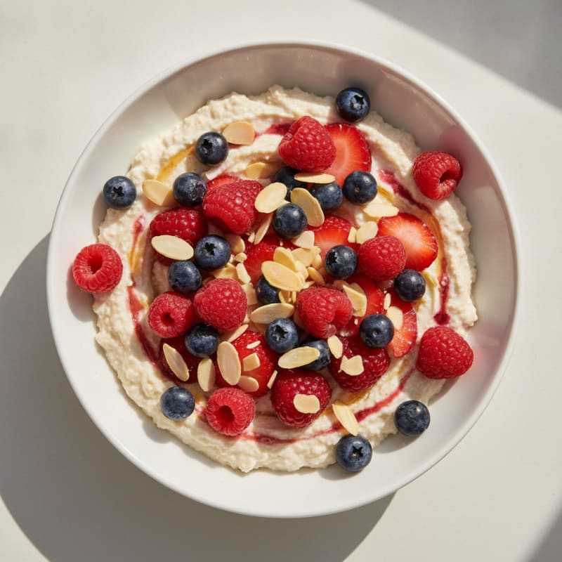 Greek Yogurt Protein Bowl with Mixed Berries and Almonds