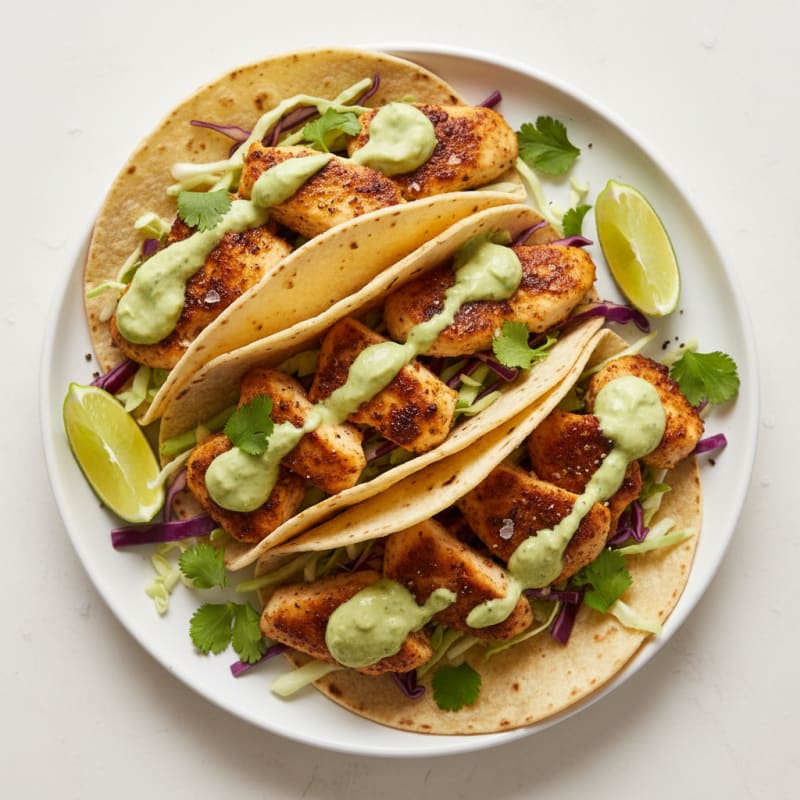 Chicken Street Tacos with Avocado Crema