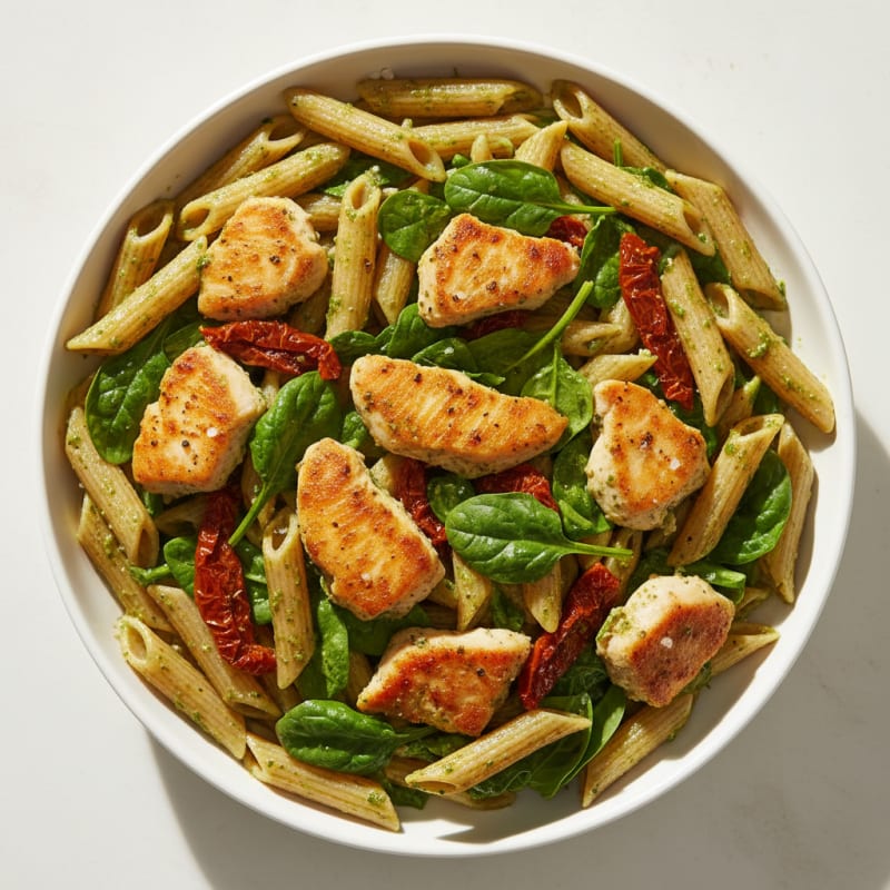 Creamy Pesto Chicken and Sun-Dried Tomato Pasta