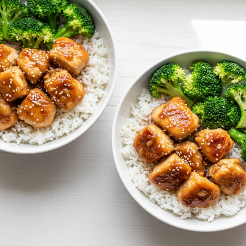 Crispy Honey-Garlic Chicken Bowls