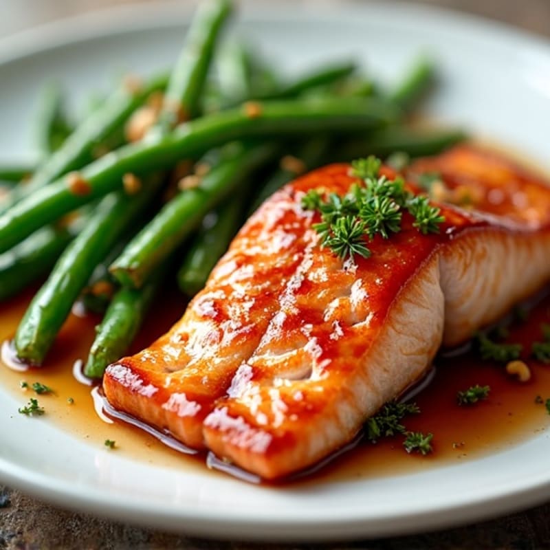 Teriyaki Glazed Salmon with Crispy Green Beans
