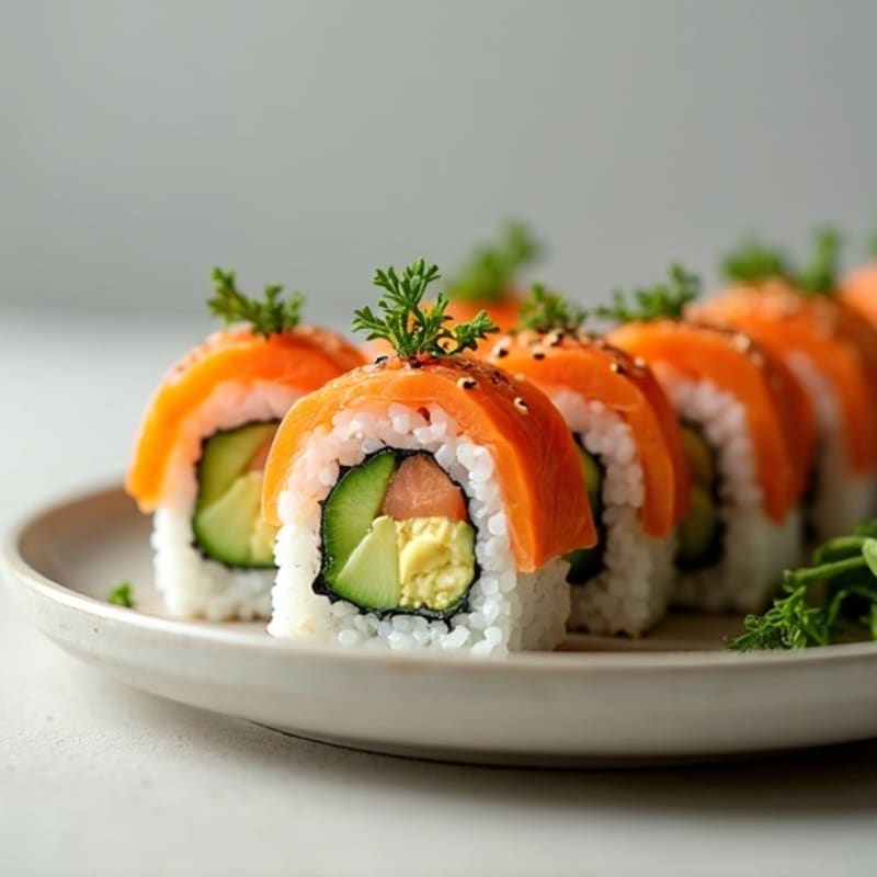Fresh Salmon and Avocado Nori Rolls