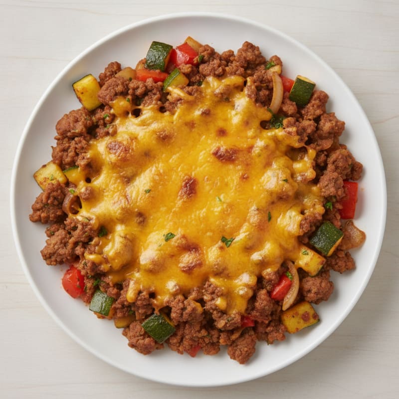 Cheesy Ground Beef and Vegetable Skillet