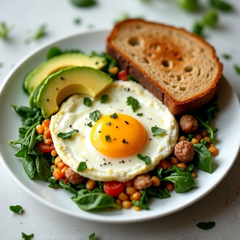 Egg White Scramble with Turkey Sausage and Spinach