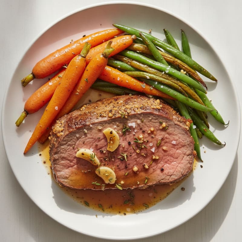 Garlic Herb Roasted Beef with Root Vegetables
