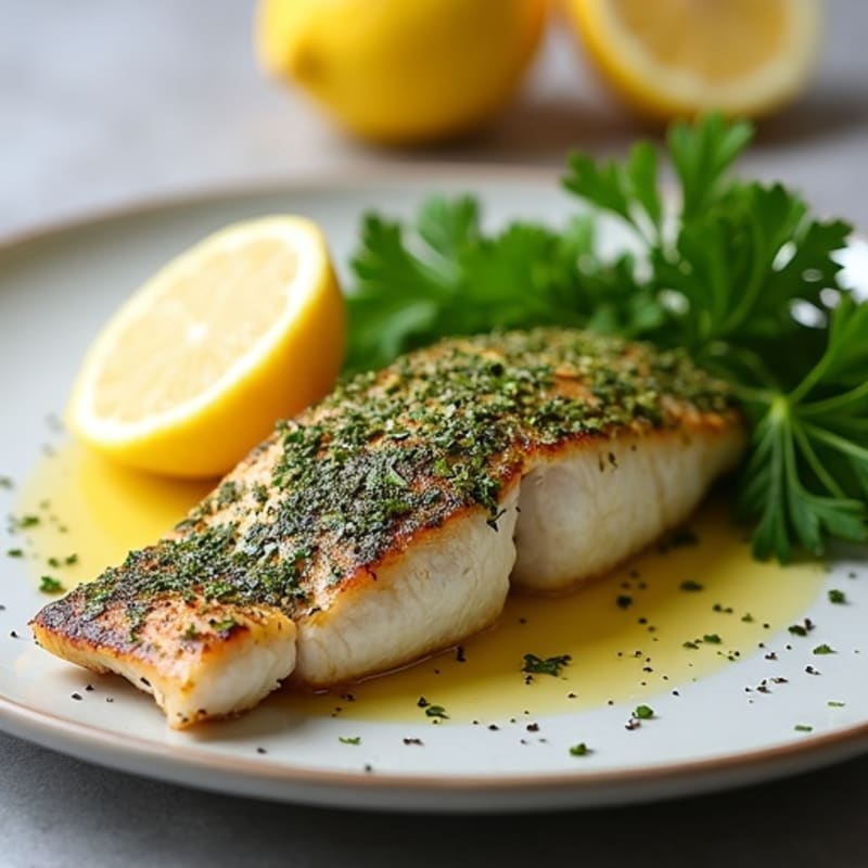 Herb-Crusted Pan Seared Mackerel with Lemon