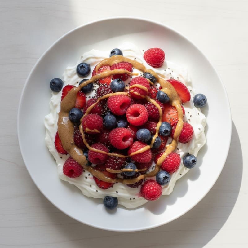 Creamy Greek Yogurt Protein Pudding with Mixed Berries