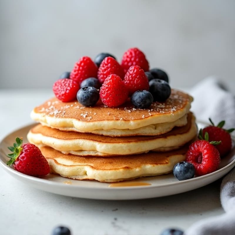 Fluffy Protein Pancakes with Fresh Berries