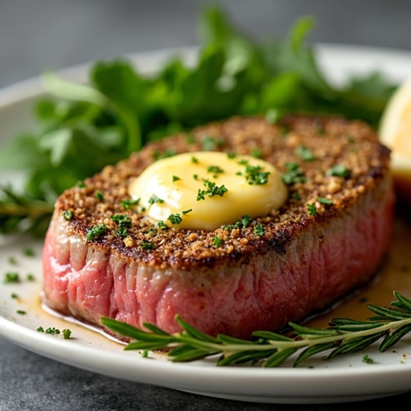 Herb-Crusted Pan-Seared Steak with Garlic Butter