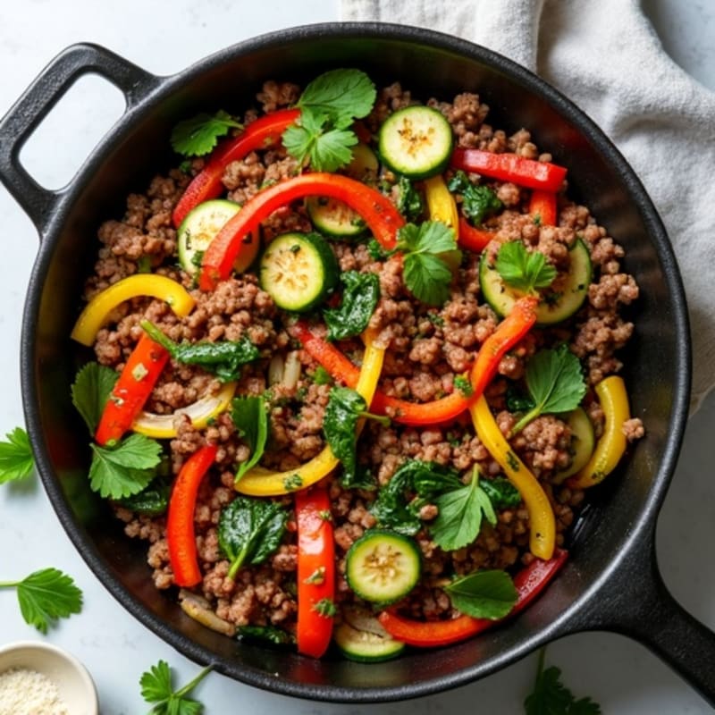 Lean Ground Beef and Veggie Skillet with Fresh Herbs