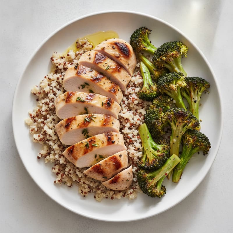 Grilled Turkey Breast with Quinoa and Roasted Broccoli
