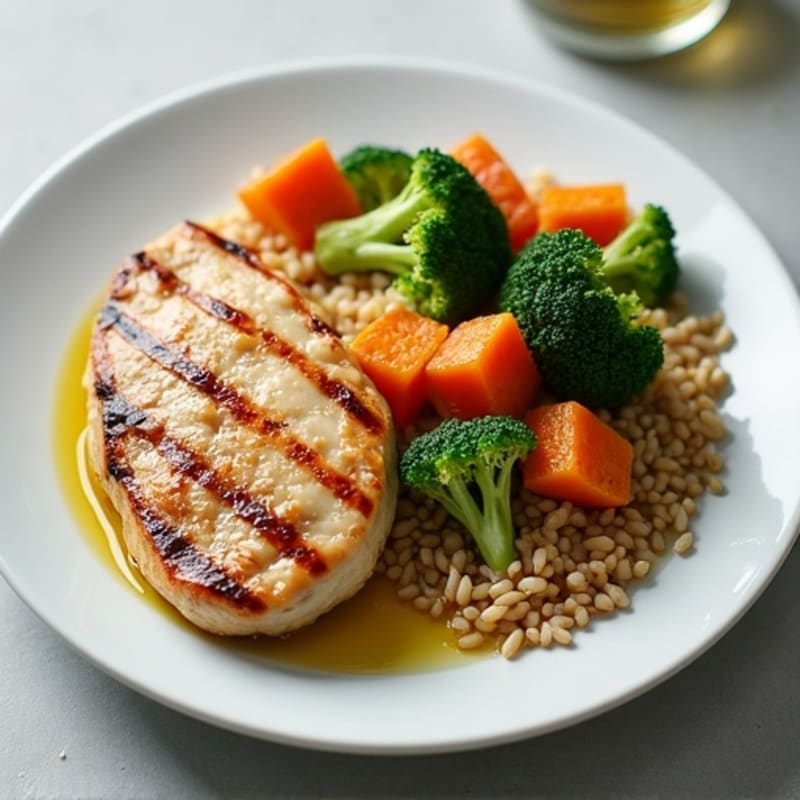 Grilled Chicken Breast with Wild Rice and Roasted Broccoli