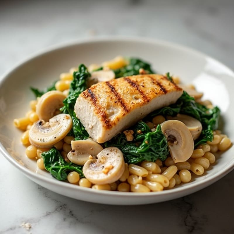 Creamy Truffle Mushroom Pasta with Sautéed Spinach
