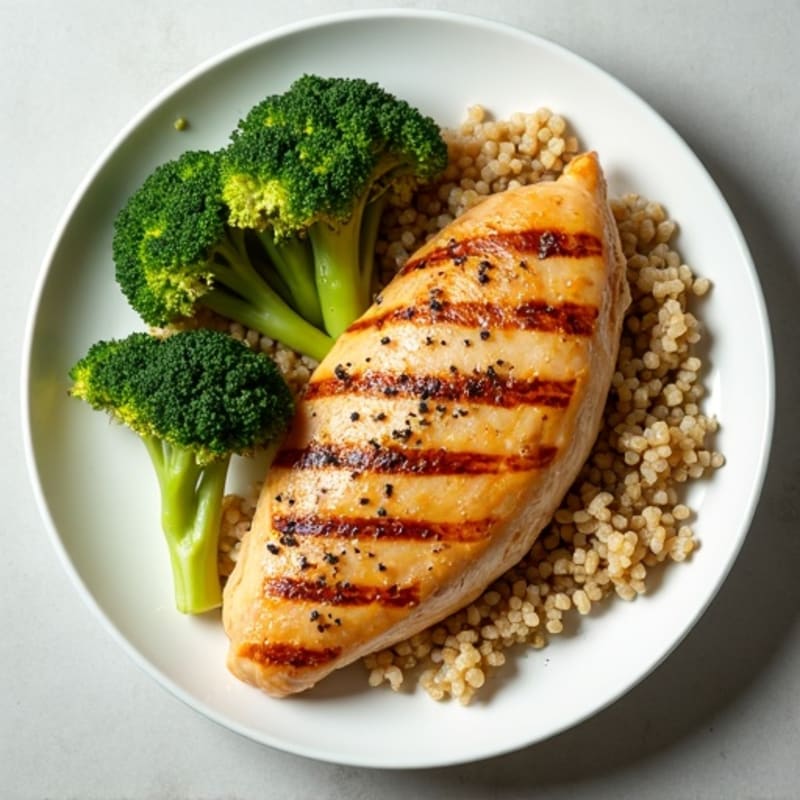 Grilled Chicken Breast with Quinoa and Steamed Broccoli