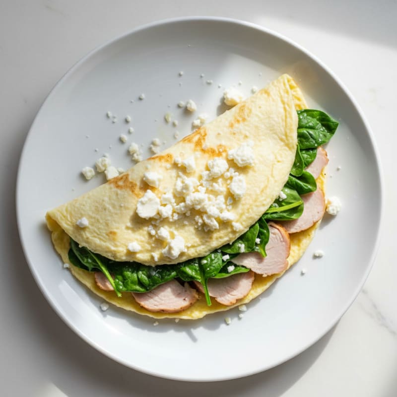 Egg White Spinach Omelette with Turkey Breast