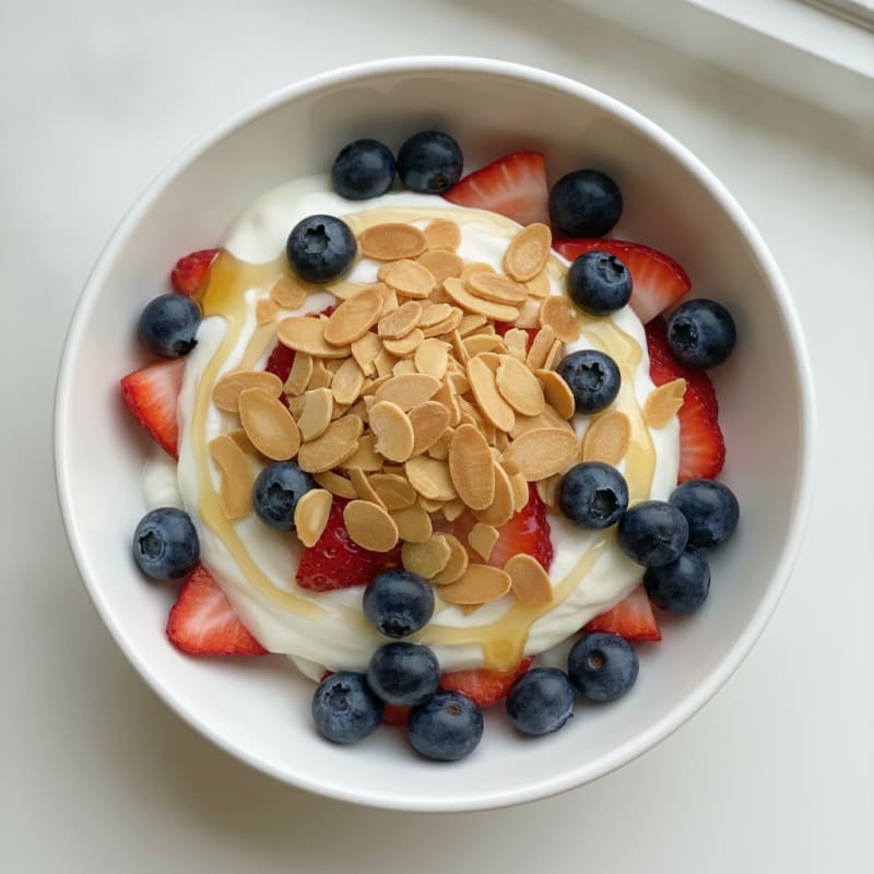 Creamy Greek Yogurt Parfait with Fresh Berries and Toasted Almonds
