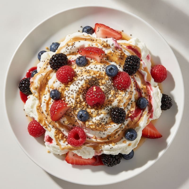 Silky Greek Yogurt Protein Mousse with Mixed Berries