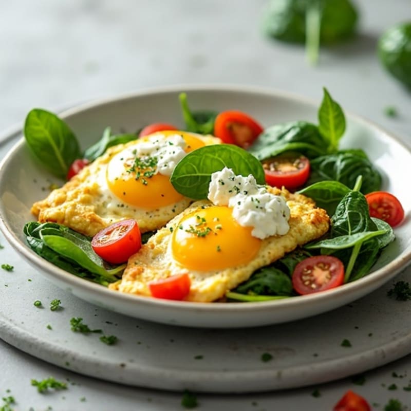 Egg White Spinach Scramble with Cottage Cheese