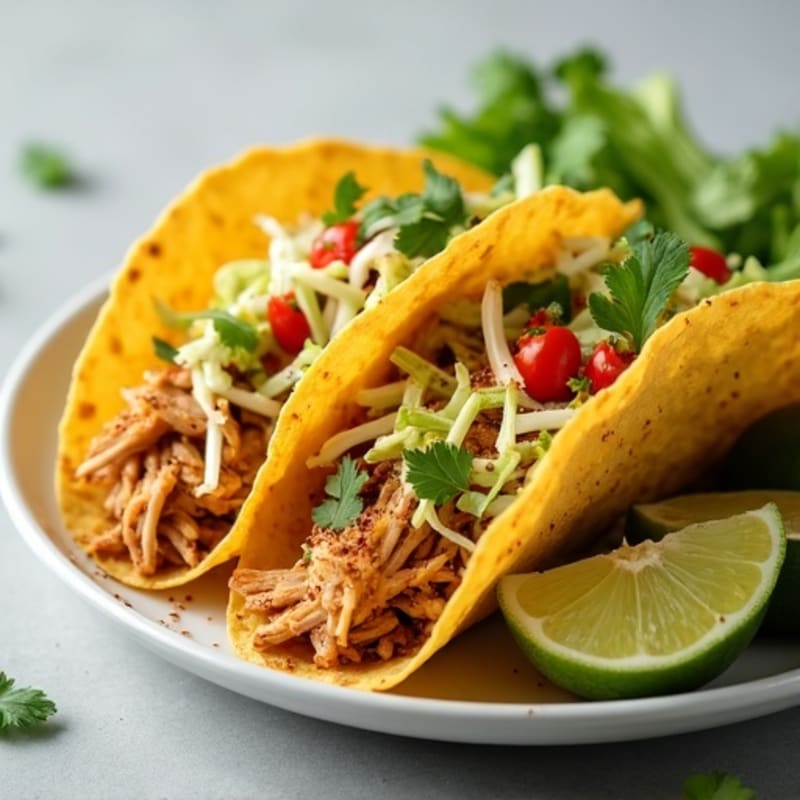 Spicy Shredded Chicken Tacos with Fresh Cabbage Slaw