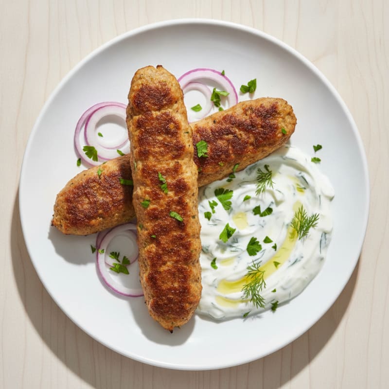 Chicken and Beef Kofta with Yogurt Sauce
