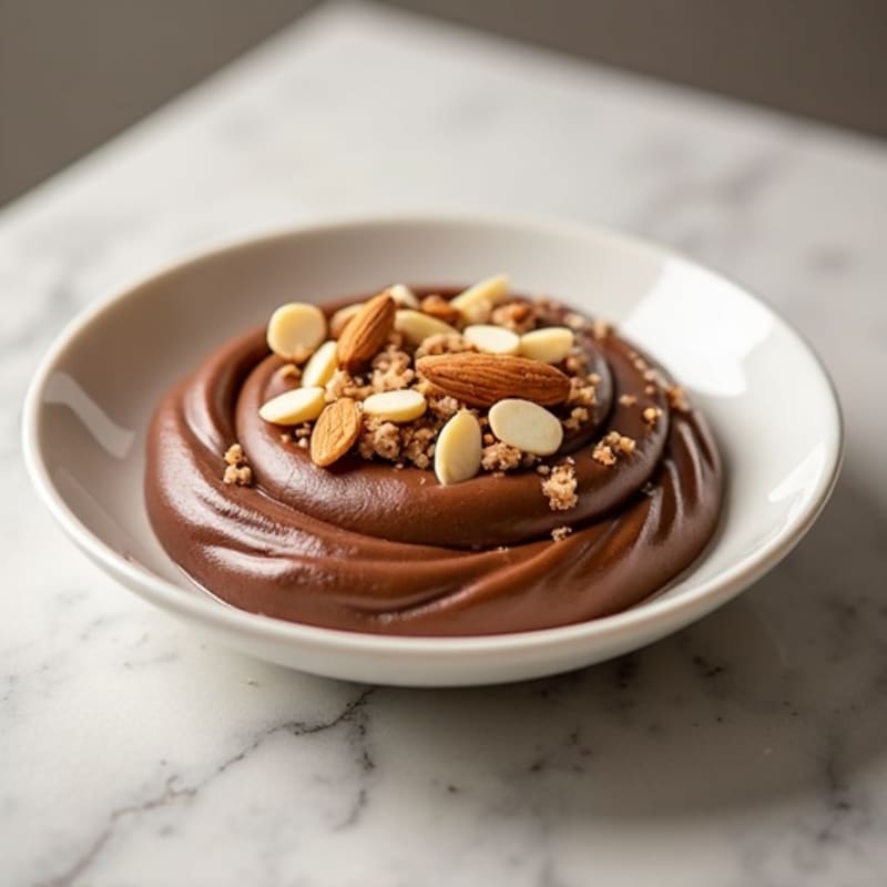 Creamy Chocolate Protein Pudding with Crunchy Almond Topping