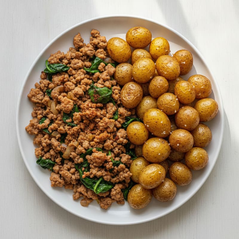 Ground Turkey and Roasted Mini Potatoes