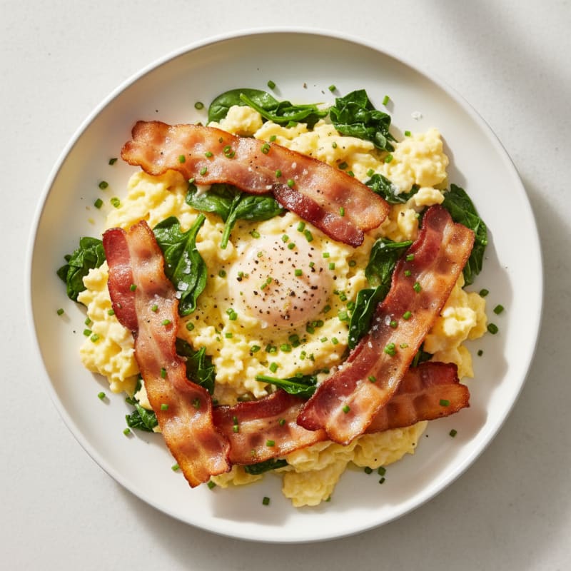 Creamy Scrambled Eggs with Crispy Bacon