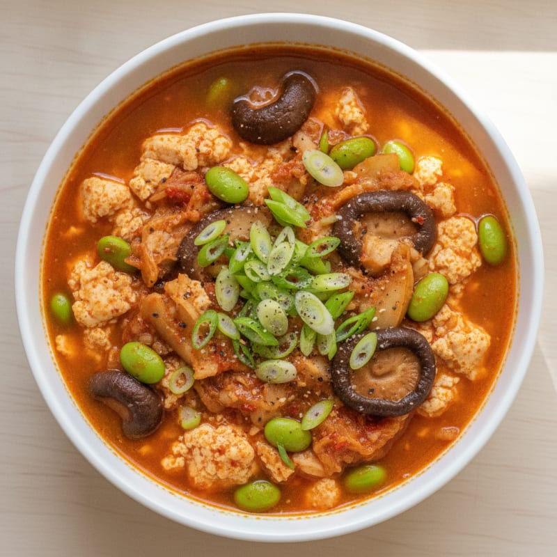 Kimchi and Mushroom Sundubu Jjigae