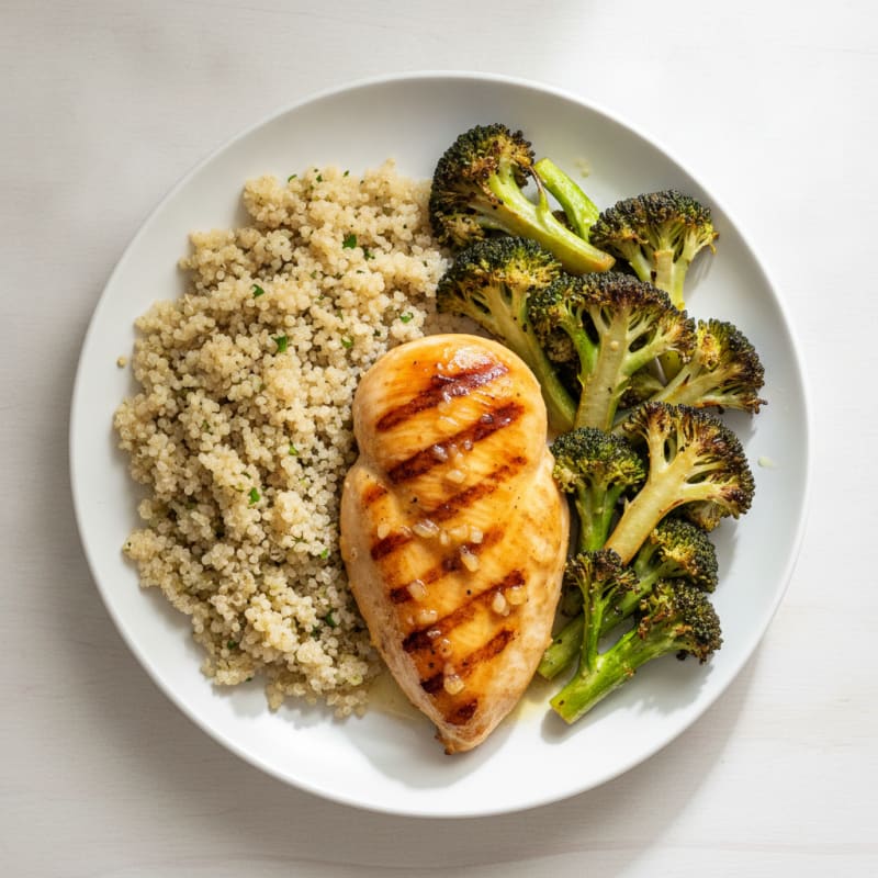 Grilled Chicken Breast with Roasted Broccoli and Quinoa