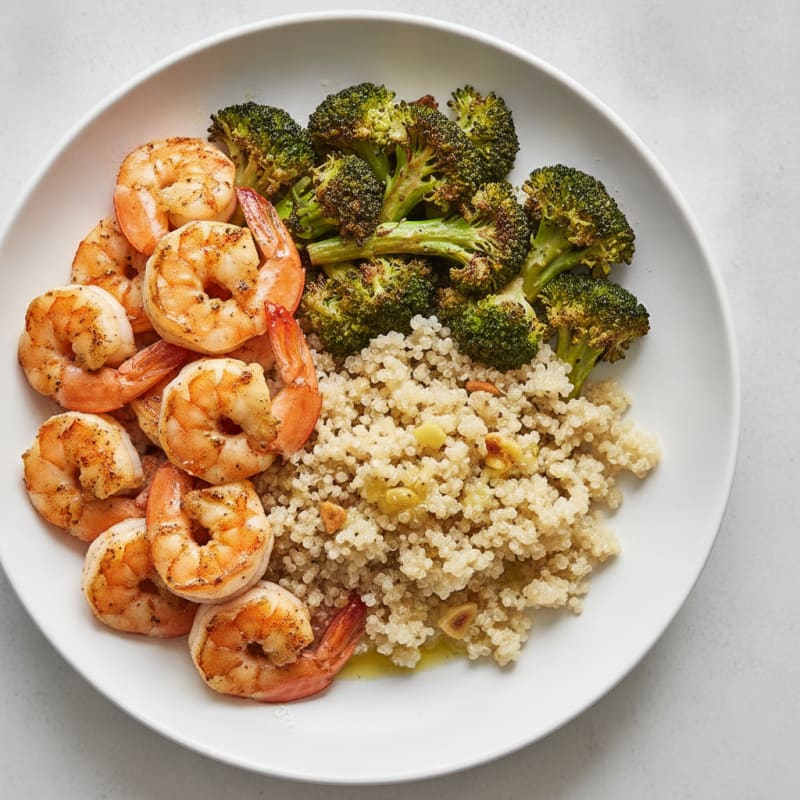Grilled Shrimp Quinoa Bowl with Roasted Broccoli