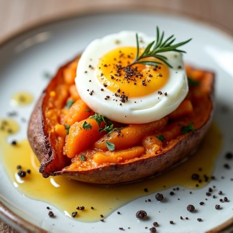 Herb-Roasted Sweet Potato with Greek Yogurt Topping