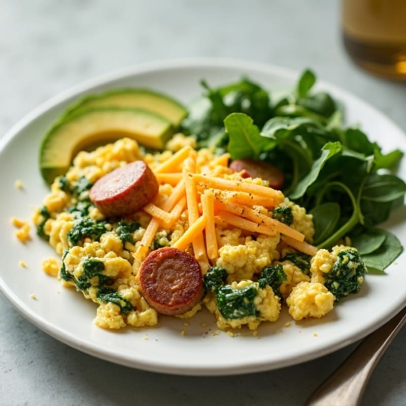 Egg White Scramble with Spinach and Turkey Sausage